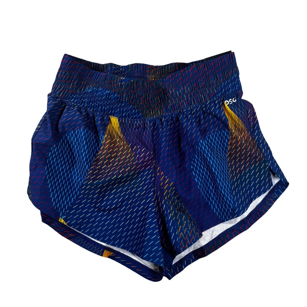 DSG Stride High-Rise Running Shorts Blue Geometric Print Women XS NWT